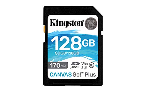 Kingston 128GB SDXC Canvas Go Plus 170MB/s Read UHS-I, C10, U3, V30 Memory Card (SDG3/128GB)