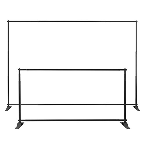 Banner Stand Backdrop - Banner Holder with Adjustable Poster Stand & Retractable Height Up to 5x7 - 8x10 ft Adjustable Telescopic Display Stand for Trade Show, Photo Booth, Wall Exhibitor Background