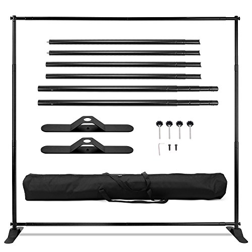 Banner Stand Backdrop - Banner Holder with Adjustable Poster Stand & Retractable Height Up to 5x7 - 8x10 ft Adjustable Telescopic Display Stand for Trade Show, Photo Booth, Wall Exhibitor Background