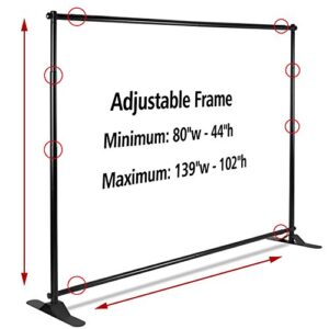 Banner Stand Backdrop - Banner Holder with Adjustable Poster Stand & Retractable Height Up to 5x7 - 8x10 ft Adjustable Telescopic Display Stand for Trade Show, Photo Booth, Wall Exhibitor Background