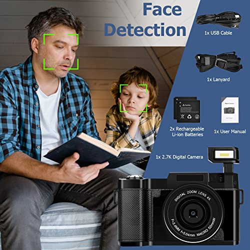 Digital Camera 2.7K 30MP Vlogging Camera for Photography with 16X Digital Zoom Compact Point and Shoot Camera for beginners Portable Video Camera