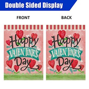 Covido Home Decorative Happy Valentine's Day Love Garden Flag, Pink Heart Yard Anniversary Outside Decorations, Wedding Engagement Outdoor Small Decor Double Sided 12x18