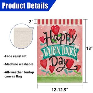 Covido Home Decorative Happy Valentine's Day Love Garden Flag, Pink Heart Yard Anniversary Outside Decorations, Wedding Engagement Outdoor Small Decor Double Sided 12x18