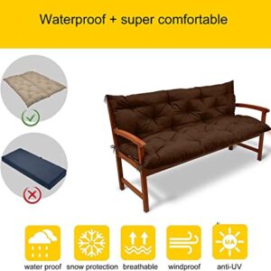 RUFXIEZW Outdoor Bench Cushion, Soft Garden Bench Cushions with Backrest and Ties Non-Slip Bench Pads Waterproof Recliner Replacement Mat for Garden Porch Furniture Patio Pad (Brown 59.0 in*39.7 in)