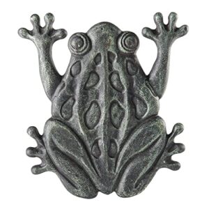 upper deck cast iron frog stepping stone – animal garden and yard decor with verdigris finish