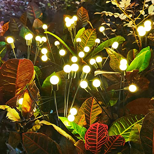 ANTQUE 10 Pack Solar Powered Garden Lights Outdoor, New Upgrade Swaying Starburst Solar Garden Lights, Vibrant Garden Lights Waterproof Solar Outdoor Lights, Yard Patio Pathway Decoration