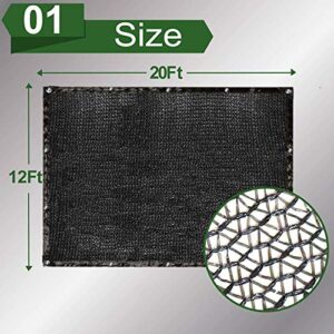 vensovo 30% Sunblock Shade Cloth Net Black Resistant - 12x20 Ft Garden Shade Mesh Tarp for Plant Cover, Greenhouse, Chicken Coop, Tomatoes, Plants