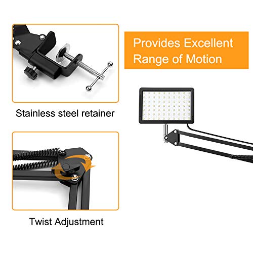 3 Packs 70 LED Video Conference Lighting with C Clamp Arm Stand/Color Filters, Obeamiu 5600K USB Studio Light Kit for Photography, Portrait YouTube, Zoom Call, Live Streaming