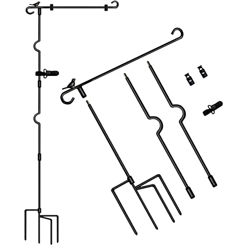 Garden Flag Holder Stand, 50"H Garden Flag Pole for Outside Lawn, Solid Anti-rust Yard Flag Holder with Clip and Stoppers, Heavy Duty Flag Stand Fit 12x18 American Fall Small Garden Flags (1 Pack)