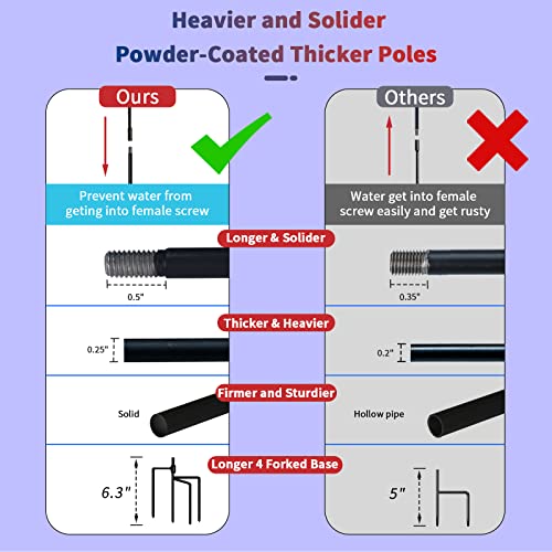 Garden Flag Holder Stand, 50"H Garden Flag Pole for Outside Lawn, Solid Anti-rust Yard Flag Holder with Clip and Stoppers, Heavy Duty Flag Stand Fit 12x18 American Fall Small Garden Flags (1 Pack)