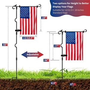 Garden Flag Holder Stand, 50"H Garden Flag Pole for Outside Lawn, Solid Anti-rust Yard Flag Holder with Clip and Stoppers, Heavy Duty Flag Stand Fit 12x18 American Fall Small Garden Flags (1 Pack)