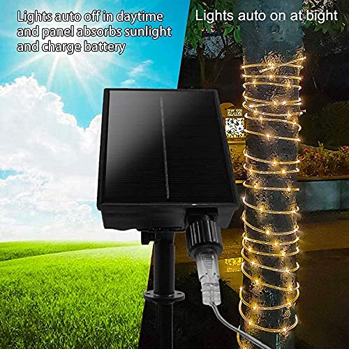 Solar Rope String Lights Outdoor,Solar Rope Light 66FT Waterproof Outdoor String Tube Light for Party Garden Yard Home Decreation (Warm White)