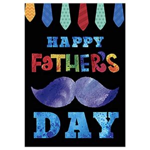 morigins happy father’s day garden flag double sided colorful tie and mustache yard outdoor decoration 12.5×18 inch
