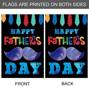 Morigins Happy Father's Day Garden Flag Double sided Colorful Tie and Mustache Yard Outdoor Decoration 12.5x18 Inch