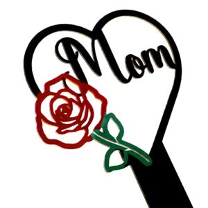 Memorial Grave Markers Heart Memorial Plaque Stake Sympathy Grave Plaque Stake Cemetery Garden Stake Memorial Metal Grave Stake Decoration for Mom Dad Cemetery Outdoors Yard (Mom Style)