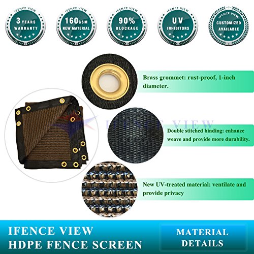 Ifenceview 3'x3' to 3'x50' Brown Shade Cloth/Fence Privacy Screen Fabric Mesh Net for Construction Site, Yard, Driveway, Garden, Canopy, Awning 160 GSM UV Protection (3'x10')