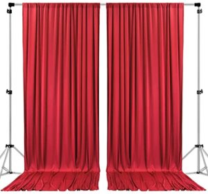 ak trading co. 10 feet x 10 feet polyester backdrop drapes curtains panels with rod pockets – wedding ceremony party home window decorations – red (drape-5×10-red)