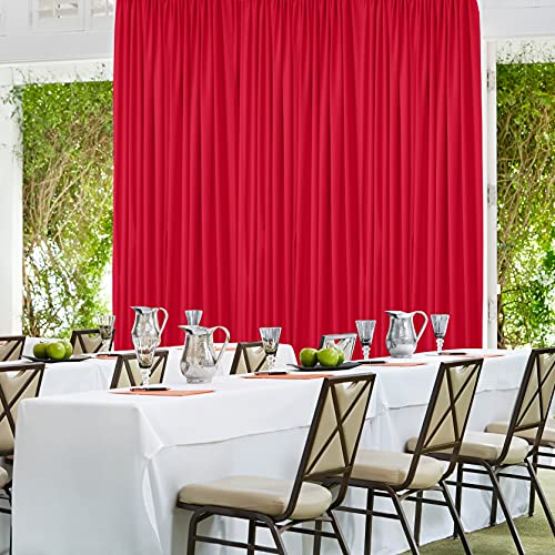 AK TRADING CO. 10 feet x 10 feet Polyester Backdrop Drapes Curtains Panels with Rod Pockets - Wedding Ceremony Party Home Window Decorations - RED (DRAPE-5x10-RED)