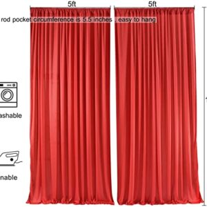 AK TRADING CO. 10 feet x 10 feet Polyester Backdrop Drapes Curtains Panels with Rod Pockets - Wedding Ceremony Party Home Window Decorations - RED (DRAPE-5x10-RED)