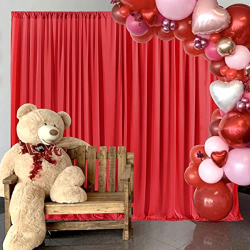 AK TRADING CO. 10 feet x 10 feet Polyester Backdrop Drapes Curtains Panels with Rod Pockets - Wedding Ceremony Party Home Window Decorations - RED (DRAPE-5x10-RED)