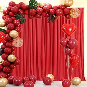 AK TRADING CO. 10 feet x 10 feet Polyester Backdrop Drapes Curtains Panels with Rod Pockets - Wedding Ceremony Party Home Window Decorations - RED (DRAPE-5x10-RED)