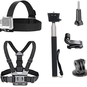 VVHOOY 3 in 1 Universal Action Camera Accessories Kit - Head Strap Mount/Chest Harness/Selfie Stick Compatible with Gopro Hero 11 10 9 8 7 6 5/AKASO EK7000/V50/Brave 7/Dragon Touch Action Camera