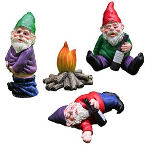 Fairy Drunk Garden Gnomes, Garden Gnomes Lawn Ornaments Miniature Gnomes Garden Decorations Funny Garden Gnomes Decor for Fish Tank, Fairy Forest, Small Garden & Flower Plant Pots