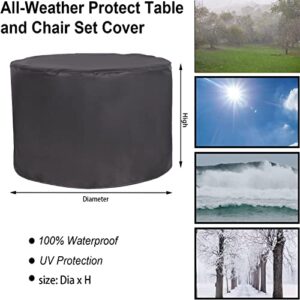 HUHJYUGE Patio Dining Table Cover Round Dust-Proof 24" D x 24" H, Patio Furniture Covers Waterproof, Garden Furniture Covers, Furniture Covers for Outdoor Seating Sectional Windproof