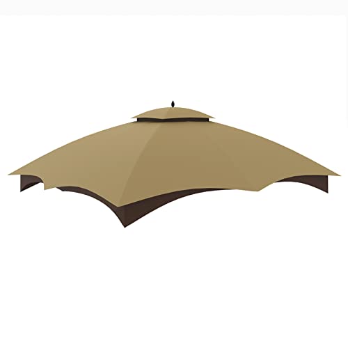 Tanxianzhe Replacement Canopy Top Double Tiered Canopy Cover Roof with Air Vent ONLY FIT for Lowe's Allen Roth 10'x12’ Gazebo #GF-12S004B-1 (Khaki)