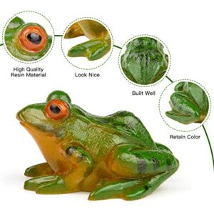 IKAYAS 4 Pcs Cute Miniature Frog Statue Outdoor Garden Frog Statue Frog Figurines Frog Accessories Animal Sculpture Simulated Frogs for Garden Yard Decorations