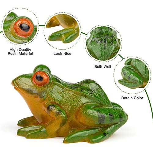 IKAYAS 4 Pcs Cute Miniature Frog Statue Outdoor Garden Frog Statue Frog Figurines Frog Accessories Animal Sculpture Simulated Frogs for Garden Yard Decorations