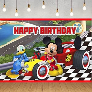 Mickey and The Roadster Racers Backdrop for Birthday Party Decorations Mickey Banner for Baby Shower Party Supplies 5x3ft