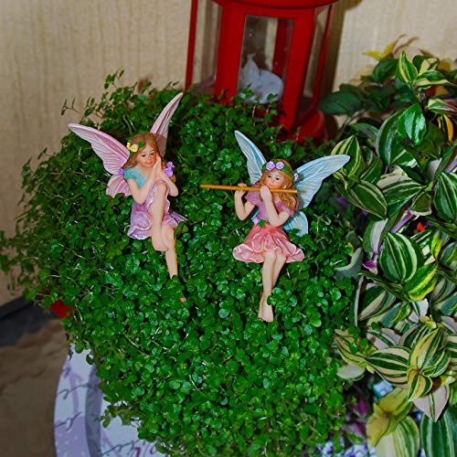 Mood Lab Fairy Garden - Miniature Fairies Figurines - Sitting Girls Set of 2 pcs - for Outdoor or House Decor Statue Kit