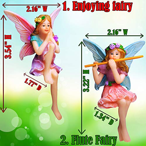 Mood Lab Fairy Garden - Miniature Fairies Figurines - Sitting Girls Set of 2 pcs - for Outdoor or House Decor Statue Kit