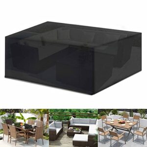 Kaucytue Patio Furniture Covers, 98.5" L×78.7" W×31.5" H Outdoor Furniture Cover Waterproof Rectangular, Heavy Duty 420D Outdoor Table and Chair Set Covers, Black