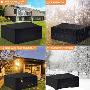 Kaucytue Patio Furniture Covers, 98.5" L×78.7" W×31.5" H Outdoor Furniture Cover Waterproof Rectangular, Heavy Duty 420D Outdoor Table and Chair Set Covers, Black
