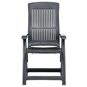 vidaXL 2X Patio Reclining Chair Garden Outdoor Balcony Terrace Lounge Dining Dinner Folding Foldable Seating Bistro Chairs Plastic Anthracite
