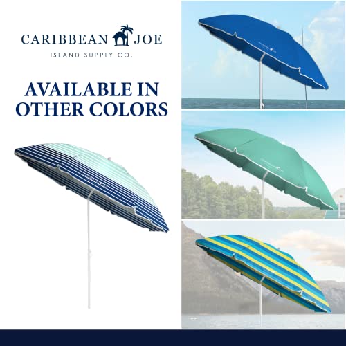 Caribbean Joe Chaby International Portable, Adjustable Tilt Beach Umbrella with UV Protection | Vented Canopy, Built-in Sand Screw Anchor, Carry Bag | 6 FT (Horizon Stripe) (CJ-UV72HS)