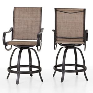 phi villa outdoor patio swivel bar stools set of 2, quick-drying and metal frame durable and sturdy, waterproof, rustproof,uv-resistant for garden, yard, poolside