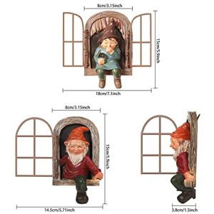 2 Pieces Garden Gnome Statue Elf Out The Door Tree Hugger Garden Peeker Yard Art Tree Sculpture Tree Gnome Decoration Outdoor for Patio Yard Lawn Porch Ornament (Classic Style)