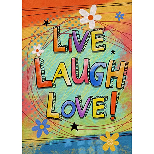 Selmad Live Laugh Love Inspirational Decorative Burlap Garden Flag, Colorful Positive Home Yard Small Outdoor Decor, Motivational Floral Spring Outside Decoration Double Sided 12 x 18