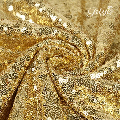 TRLYC Gold Sequin Backdrop Curtain 3x7ft Shiny Gold Curtain Glitter Backdrop for Party Wedding Birthday Graduation Christmas