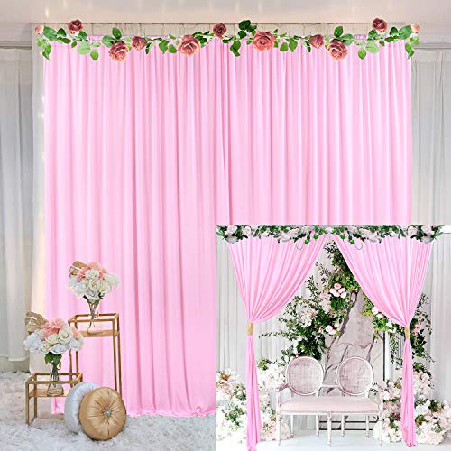 10x10 Pink Backdrop Curtain for Parties Baby Shower Wrinkle Free Pink Photo Curtains Backdrop Drapes Fabric Decoration for Wedding Birthday Party 5ft x 10ft,2 Panels