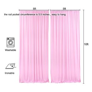 10x10 Pink Backdrop Curtain for Parties Baby Shower Wrinkle Free Pink Photo Curtains Backdrop Drapes Fabric Decoration for Wedding Birthday Party 5ft x 10ft,2 Panels