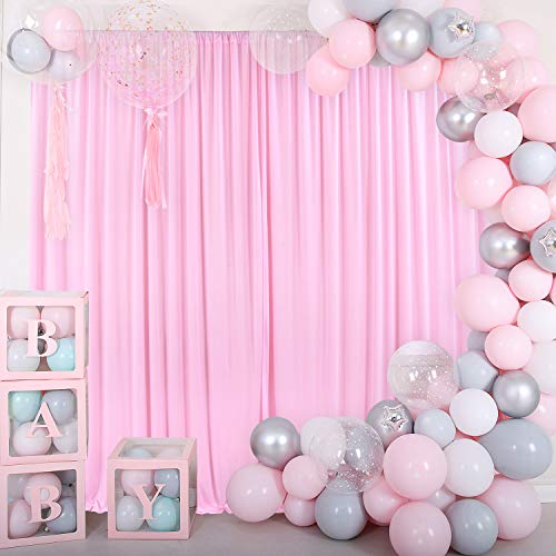 10x10 Pink Backdrop Curtain for Parties Baby Shower Wrinkle Free Pink Photo Curtains Backdrop Drapes Fabric Decoration for Wedding Birthday Party 5ft x 10ft,2 Panels