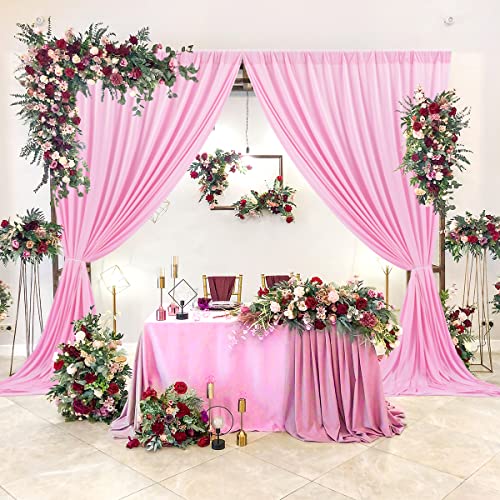 10x10 Pink Backdrop Curtain for Parties Baby Shower Wrinkle Free Pink Photo Curtains Backdrop Drapes Fabric Decoration for Wedding Birthday Party 5ft x 10ft,2 Panels