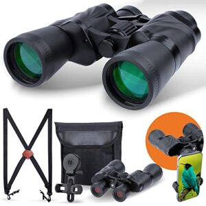 20×50 binoculars for adults – binoculars for bird watching hunting wildlife observation sport events whale watching hiking and camping with harness and phone holder