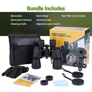 20x50 Binoculars for Adults - Binoculars for Bird Watching Hunting Wildlife Observation Sport Events Whale Watching Hiking and Camping with Harness and Phone Holder