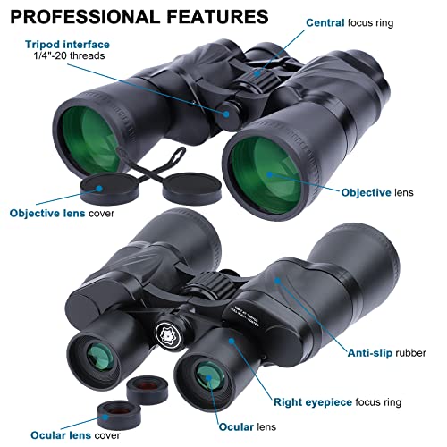 20x50 Binoculars for Adults - Binoculars for Bird Watching Hunting Wildlife Observation Sport Events Whale Watching Hiking and Camping with Harness and Phone Holder