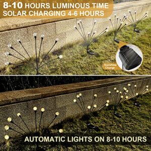 Solar Garden Lights, 4 Pack 8LED New Upgraded Solar Firefly Glass Ball Swaying Lights Outdoor Waterproof, 2 Modes Solar Outdoor Lights Garden Decorative Light Yard Patio Pathway Decoration, Warm White